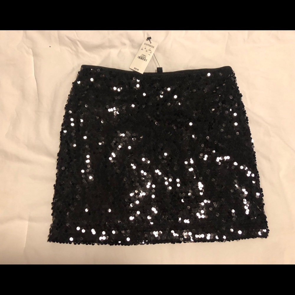 Black Sequin Mini Skirt